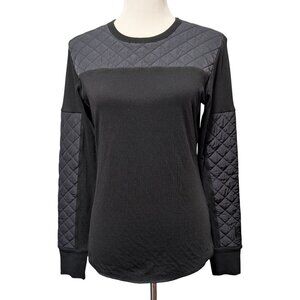 Alp N Rock Womens Size M Dakota Black Gray Quilted Crew Neck L/S Back Zipper Top